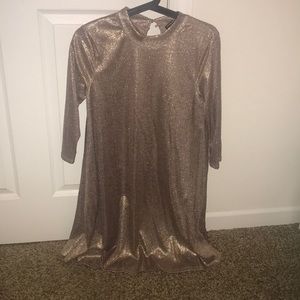 Knee length gold cocktail dress